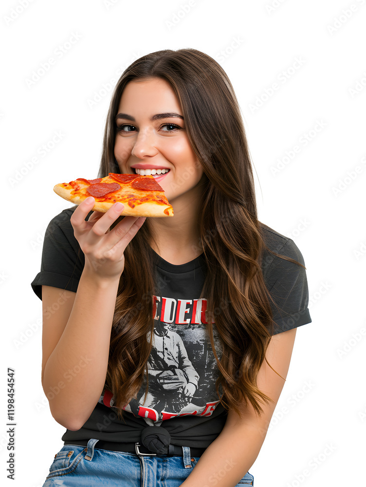 Beautiful woman eating a slice of pizza Beautiful woman eating a slice of pizza