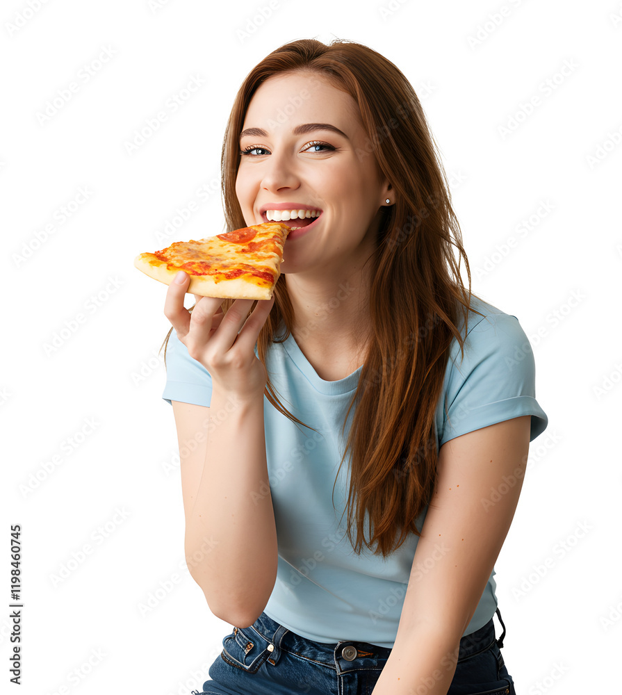 Beautiful woman eating a slice of pizza Beautiful woman eating a slice of pizza
