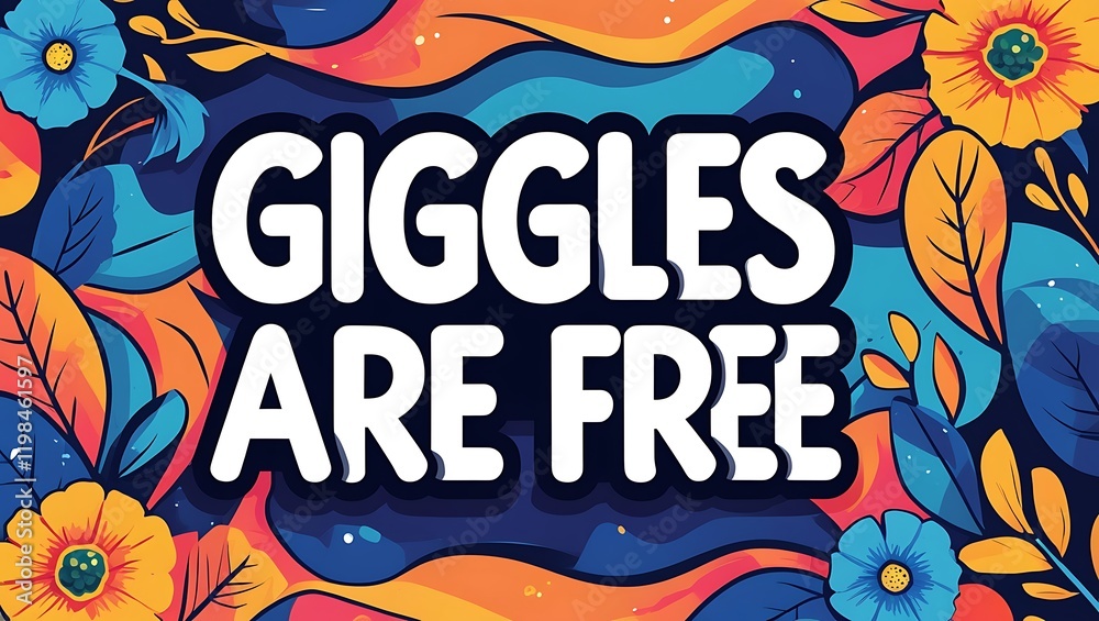 Fototapeta premium Giggles Are Free Floral Design Background