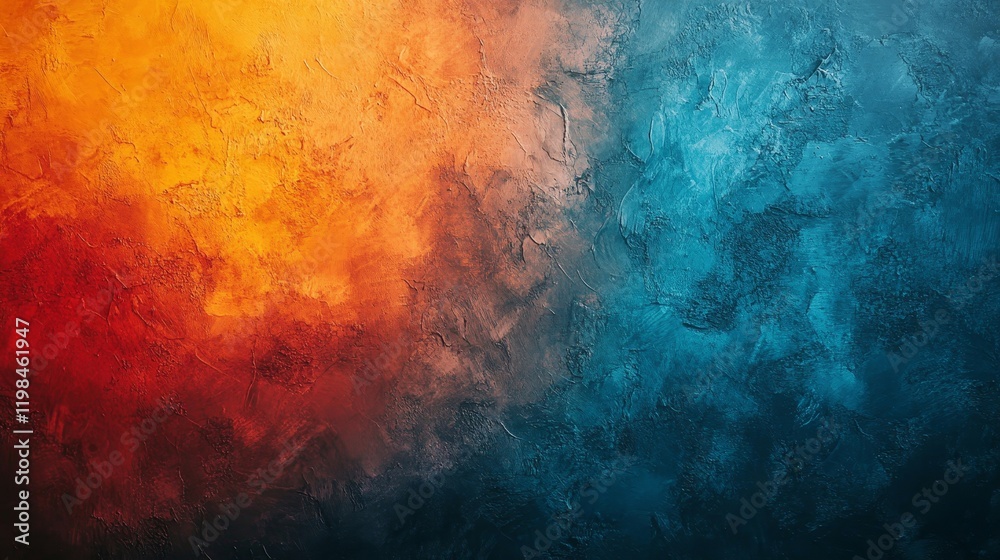 Fototapeta premium Abstract vibrant orange teal grainy gradient background, contrast tones texture event flyer, high contrast elements, Generative AI