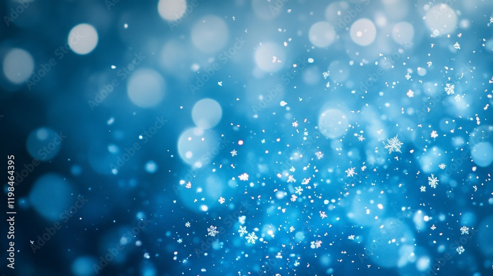 Obraz premium Abstract blue bokeh background with snowflakes.
