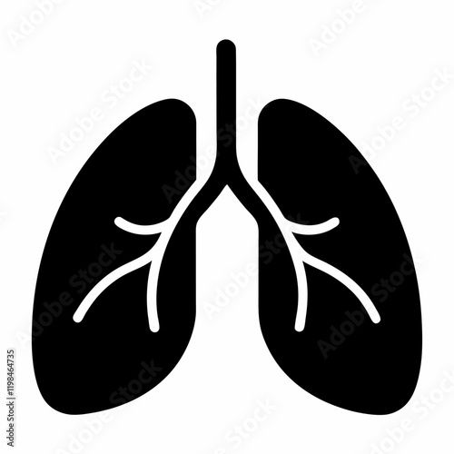 Lungs Vector Icon on white background.