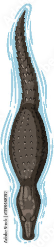 Top View of Crocodile in Water