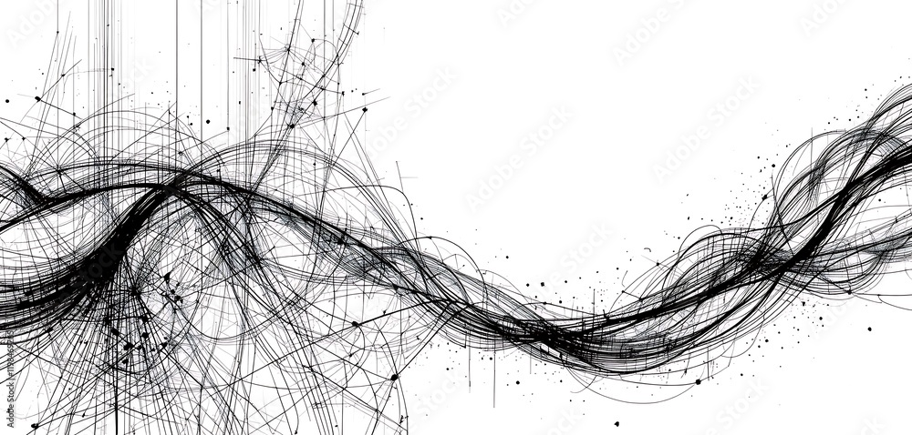 Abstract Black Ink Waves Flowing Across White Abstract Black Ink Waves Flowing Across White
