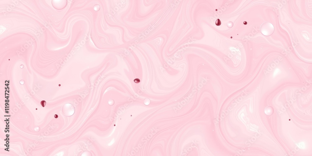 Abstract Pink Swirling Liquid Background with Floating Bubbles and Drops Abstract Pink Swirling Liquid Background with Floating Bubbles and Drops