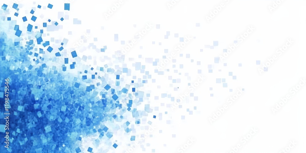 Abstract blue square particles scattering on white background. (1) Abstract blue square particles scattering on white background. (1)