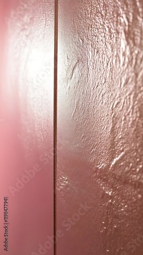 Pink textured wall with a vertical line. photo