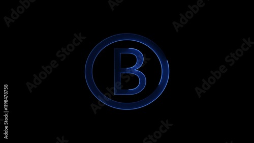 English uppercase alphabet design B   . All capital alphabets neon animation.  Educational concept with neon letter. Latter motion in black background, Animated neon alphabet, 4k video
 photo