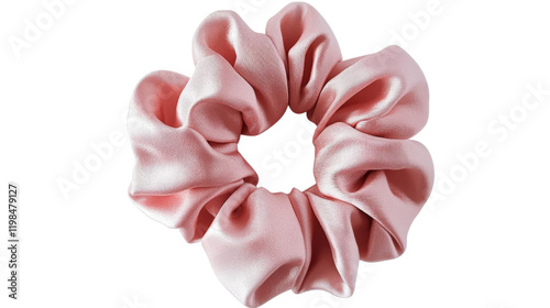 Light pink scrunchie trendy accessory, isolated on transparent background