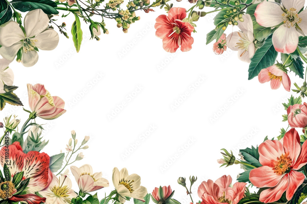 PNG A fresh Spring floral border isolated on white pattern flower plant. PNG A fresh Spring floral border isolated on white pattern flower plant.