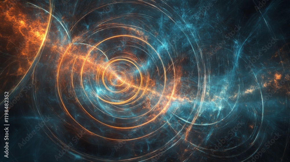 Fototapeta premium Abstract Circular Pattern of Orange and Blue Hues