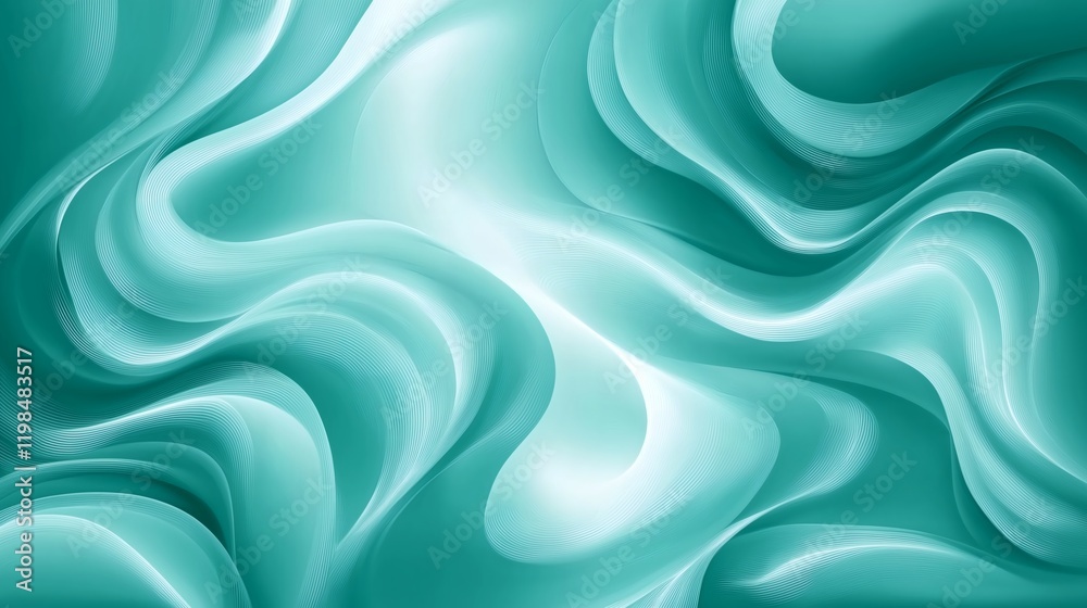 Obraz premium Abstract Background with Flowing Teal and Turquoise Curves