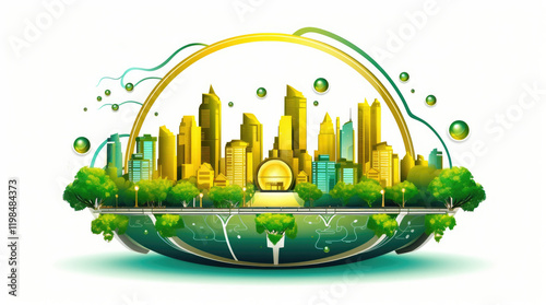 An illustration of modern city buildings isolated on a white background