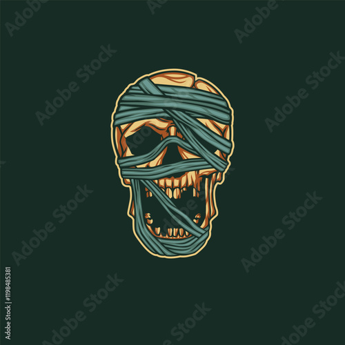 Skull wrapped tightly like a mummy