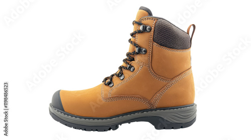 Men's work boots, isolated on transparent background photo