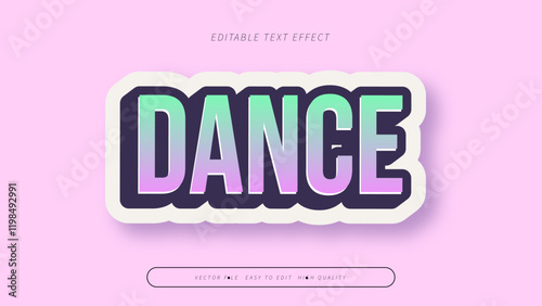 dance editable text effect with green pink and white bold gradient style