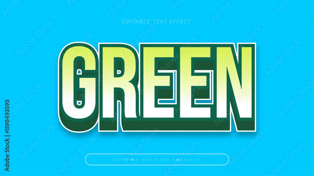 green editable text effect with green white and blue bold gradient style
