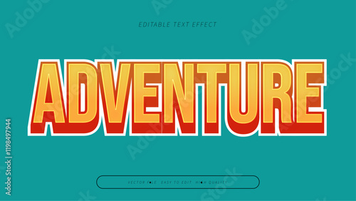 adventure editable text effect with orange red and turquoise bold gradient style