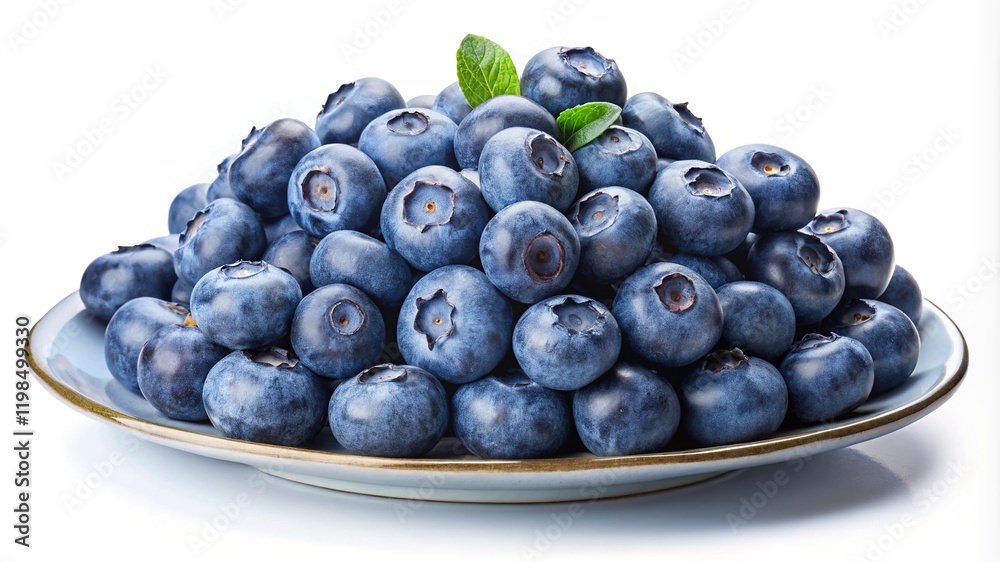 Pile of blueberries on ceramic plate - A pile of fresh, plump blueberries on a ceramic plate, topped with a few green leaves, showcasing their vibrant color and juiciness.
Pile of blueberries on ceramic plate - A pile of fresh, plump blueberries on a ceramic plate, topped with a few green leaves, showcasing their vibrant color and juiciness.