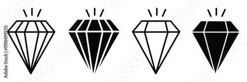 Diamond icon set. Different shapes of diamond icons .Diamond icon with flat design eps 10.
