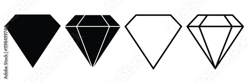 Diamond icon set. Different shapes of diamond icons .Diamond icon with flat design eps 10.