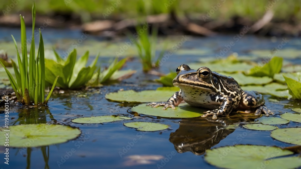 Fototapeta premium Whistling Tree Frog and Companions Thriving in the Wild