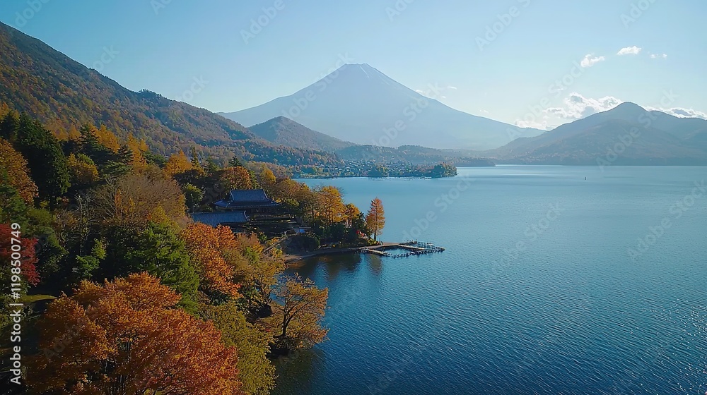 Naklejka premium Autumn Lake, Mountain View