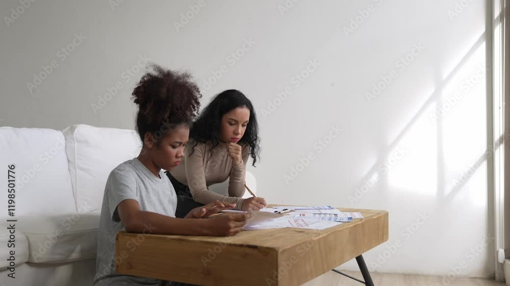 Stressed African American women has financial problems with credit card debt to pay crucial show concept of bad personal money and mortgage pay management crisis. Stressed African American women has financial problems with credit card debt to pay crucial show concept of bad personal money and mortgage pay management crisis.