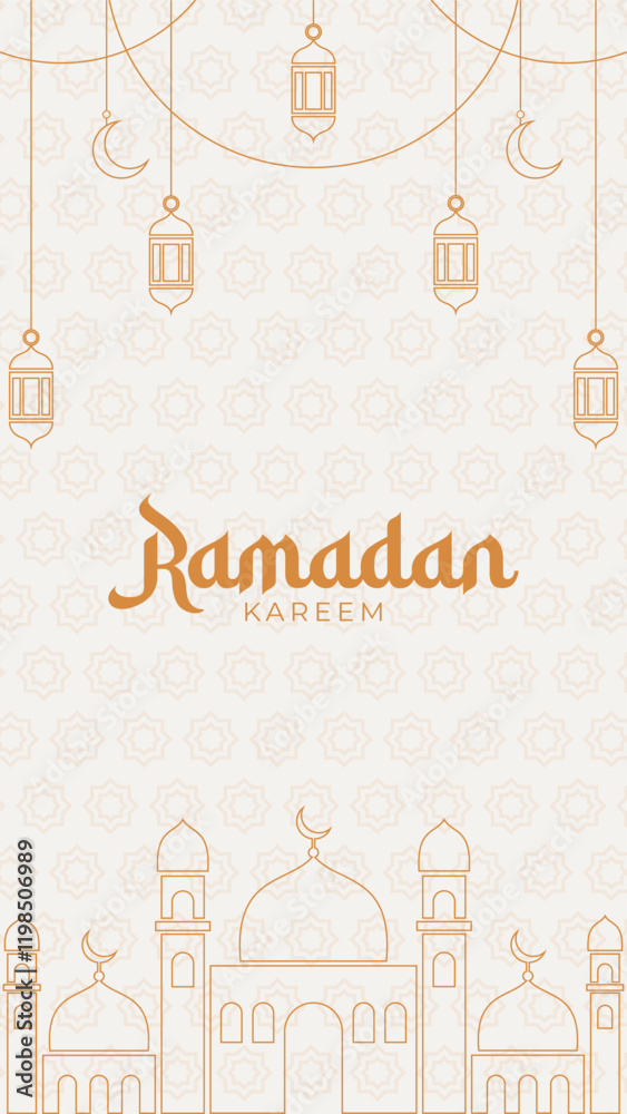 Naklejka premium Islamic calligraphy of ramadan kareem greeting background vector illustration