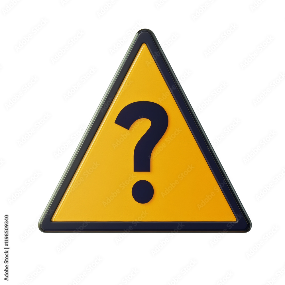 A yellow triangular warning sign with a dark blue question mark inside symbolizes uncertainty or the need for information. A yellow triangular warning sign with a dark blue question mark inside symbolizes uncertainty or the need for information.
