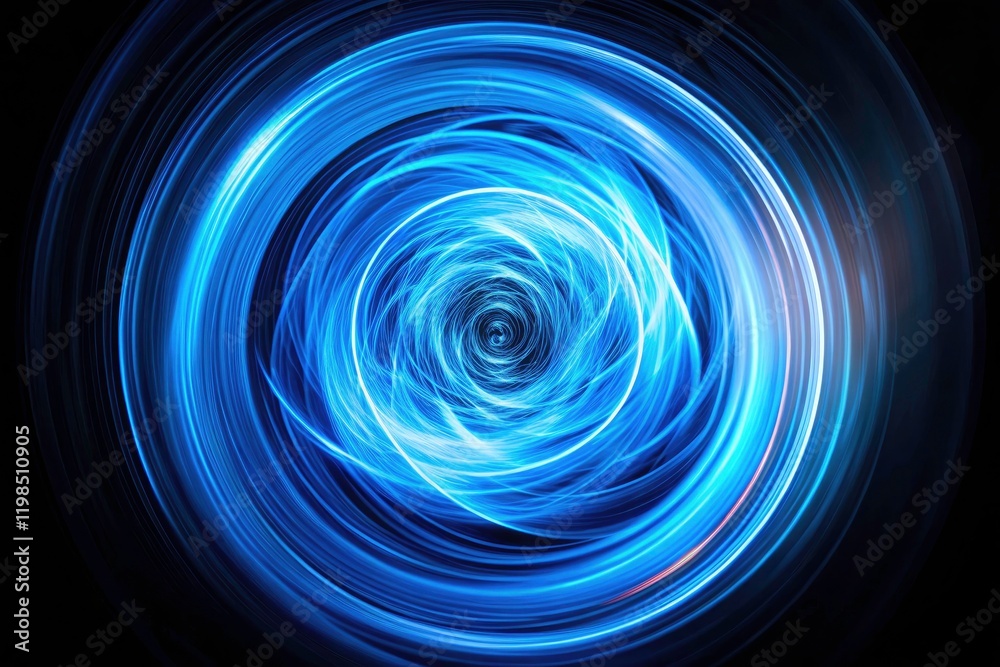 Psychedelic blue light spins in a dark cosmic swirl, a mesmerizing vortex of abstract energy. Psychedelic blue light spins in a dark cosmic swirl, a mesmerizing vortex of abstract energy.