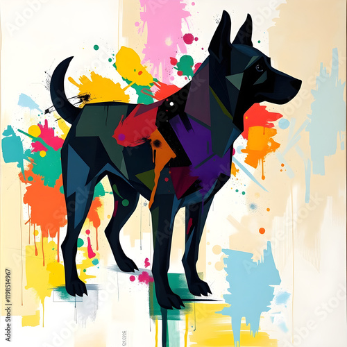Abstract Pop Art Dog Portrait Full Body