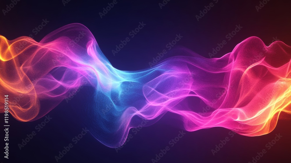 Fluid Waves moving gracefully across a neon backdrop, Generative AI Fluid Waves moving gracefully across a neon backdrop, Generative AI