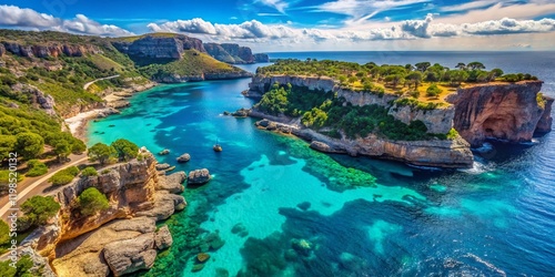 Breathtaking Aerial View of Mallorca's Coastal Cliffs and Turquoise Waters