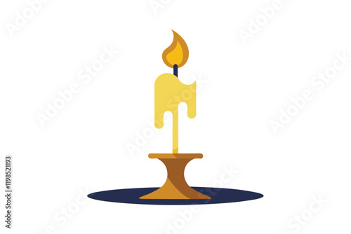 burning candle on a blue background