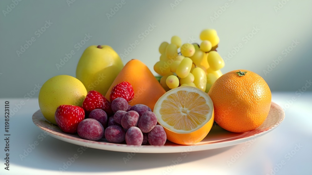 Assorted fruits on plate Assorted fruits on plate