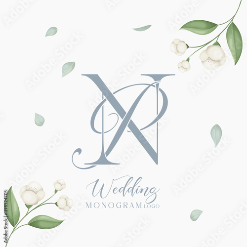 PN NP initial wedding logo monogram