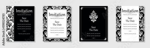 Set of abstract floral patterns. Vector seamless backgrounds. Perfect for invitations or announcements