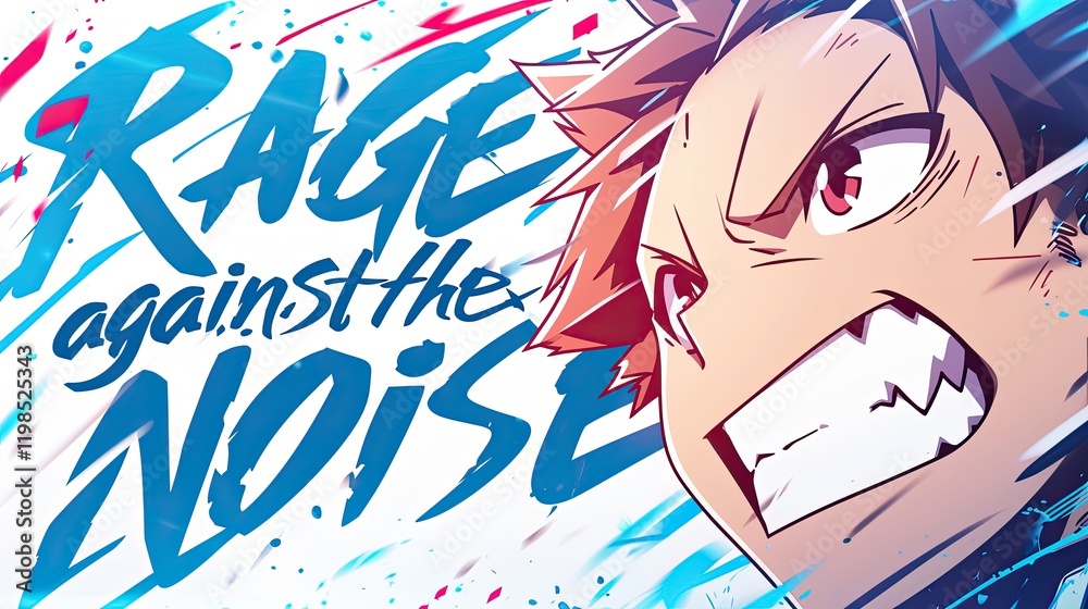 Rage Against the Noise Anime Boy Intense Expression Dynamic Art Rage Against the Noise Anime Boy Intense Expression Dynamic Art