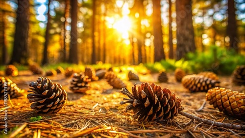 Close-up Candid Shot of Pine Cones on Forest Floor, Natural Light