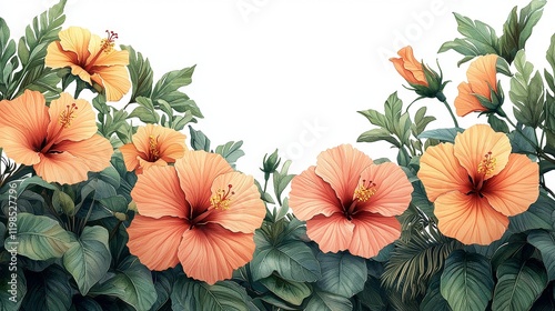 Watercolor Hibiscus Art - Tropical Orange Floral Design for Home Decor
