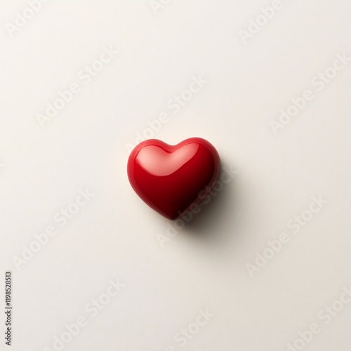 A minimalist Valentine's composition showing a kiss mark in bright red centered on a smooth beige background with even margins