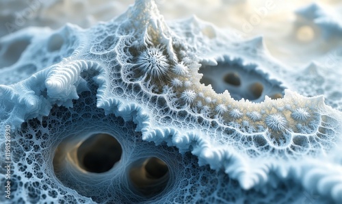 Frozen Ice with intricate, delicate fractals, Generative AI