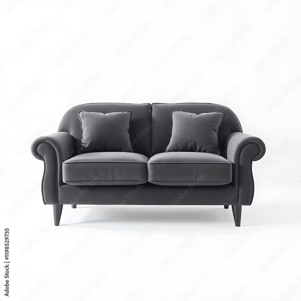 Naklejka premium Stylish Dark Gray Sofa with Classic Design.
