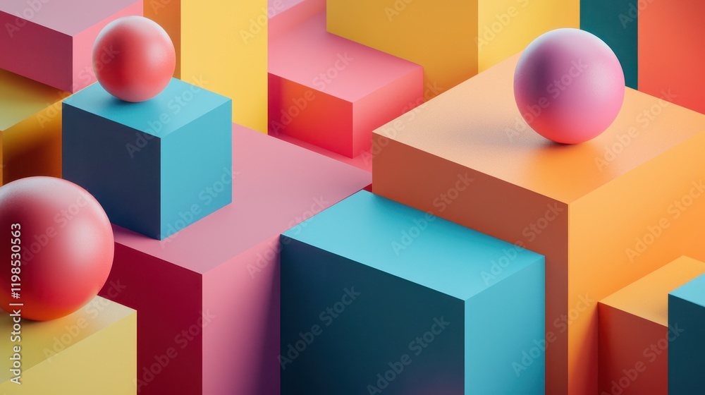 Fototapeta premium Colorful Abstract Cube Composition