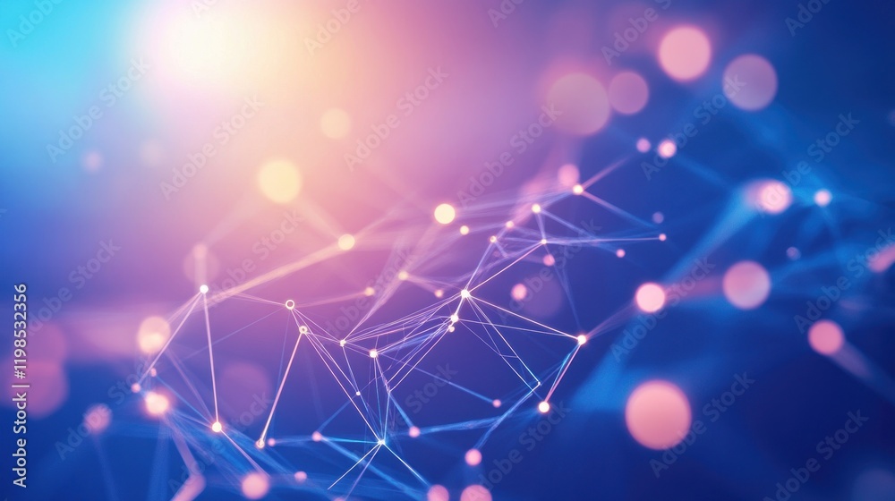 Obraz premium Abstract Network with Bokeh Lights