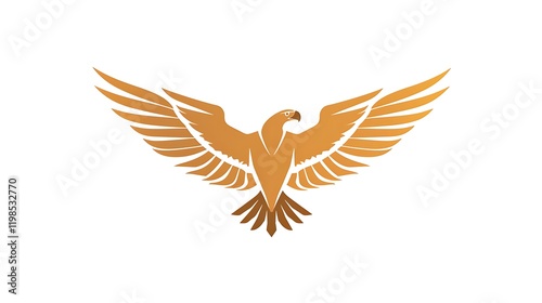 A modern eagle in flight logo with detailed wings and sharp features isolated on white photo