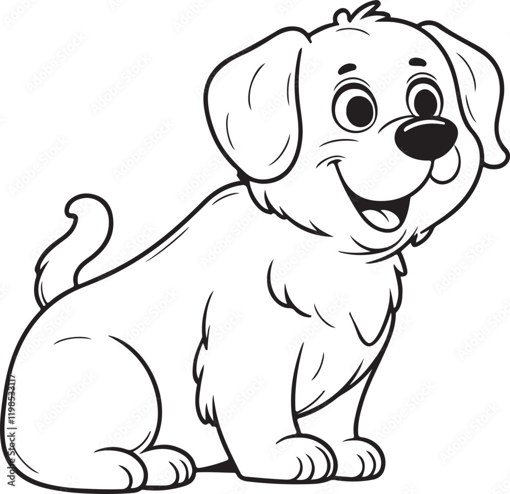 funny Dog line art vector on white background funny Dog line art vector on white background