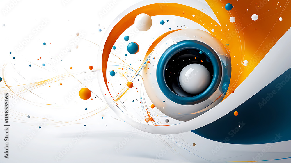 Obraz premium Dynamic abstract design with colorful swirls and 3d elements digital art modern aesthetic vibrant environment creative perspective