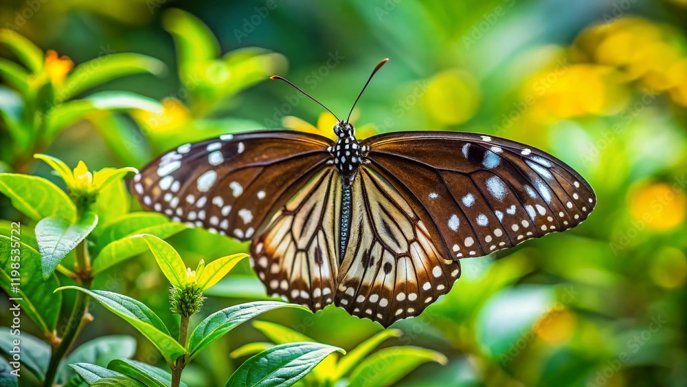 Common Crow Butterfly (Euploea core) on Plant in Pune, Maharashtra, India - High-Resolution Stock Photo Common Crow Butterfly (Euploea core) on Plant in Pune, Maharashtra, India - High-Resolution Stock Photo